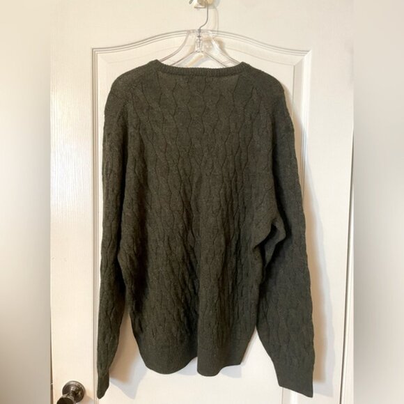 Daniel Cremieux 100% Alpaca Wool Cable Knit Fisherman Sweater Mens XL Green Peru - Picture 3 of 9